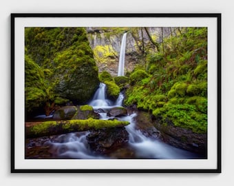 Elowah Falls Photography Print: Columbia River Gorge Oregon Waterfall Landscape Wall Art