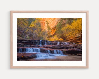 Zion National Park, Utah, Waterfall, Wall Decor, Art Print, Fall Color, Nature Photography, Landscape Print, Metal Prints, Canvas Art