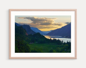 Columbia River Gorge. Oregon Photography, Wall Decor, Art Print, River, Sunsett, Nature, Landscape Print, Metal Prints,