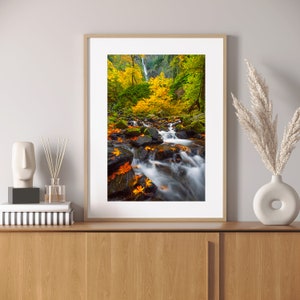 Oregon Photography Prints, Portland, Waterfall, Wall Decor, Art Print, Forest Artwork, Fall, Nature, Landscapes, Metal Prints, Canvas Art