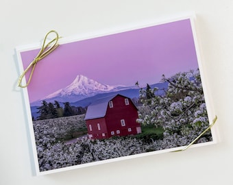 Red Barn & Orchard  5 x 7 Greeting Cards, Blank, Set of 6, Hood River Oregon, Free Shipping!