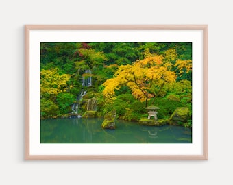Japanese Garden Art Print, Wall Decor, Portland Oregon Landscape Photography Print, Autumn Color Print, Metal Prints, Canvas Art,