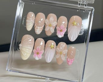 3D Floral Press-On Nails | Spring & Summer | Beach Vibes Nails