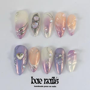 Slay Purple Ice Press On Nails | 3D Ombre Fake Nails | Goth Gothic Style Nails | Y2K Handmade Press On Nails
