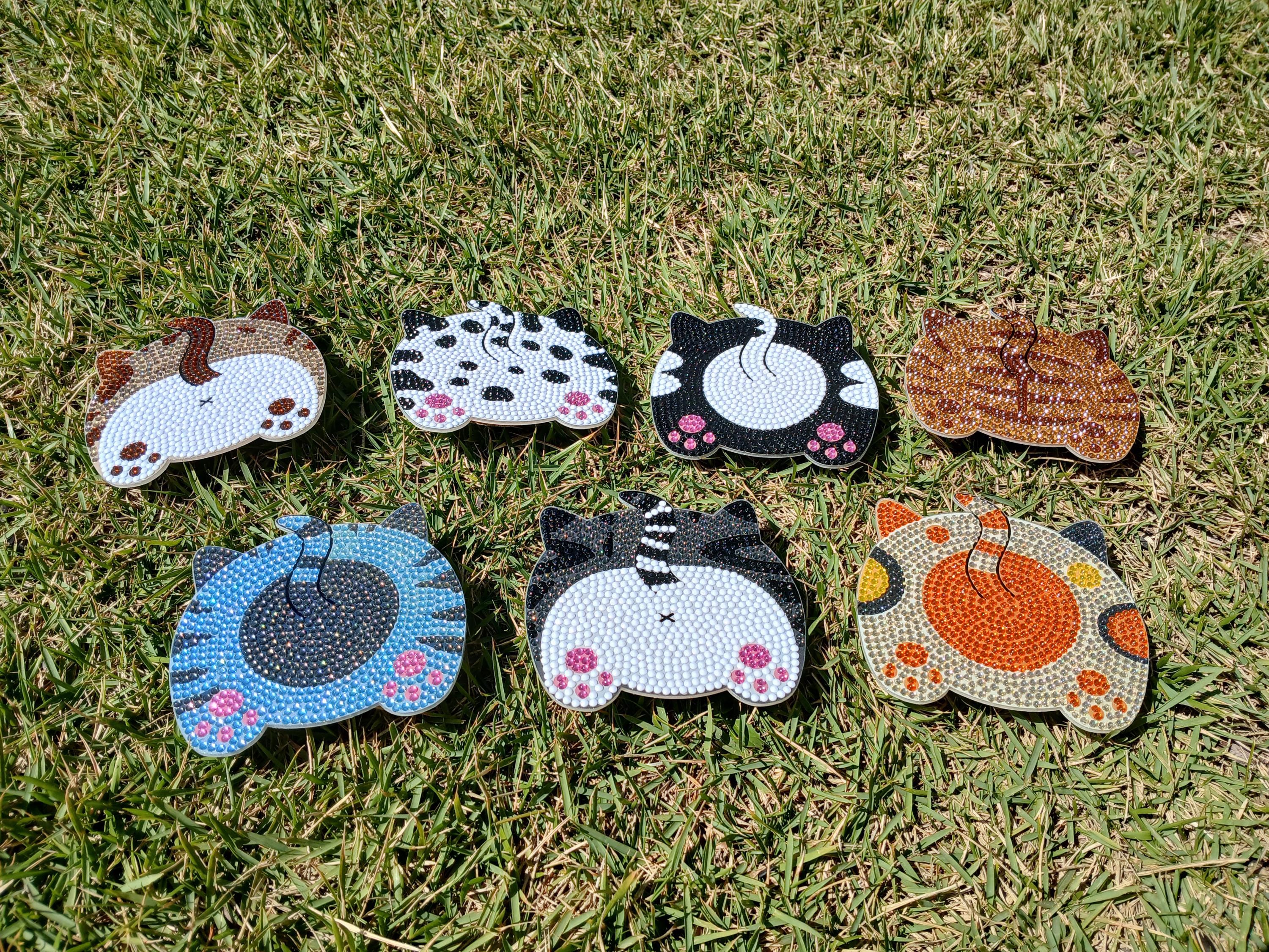 Cats Diamond Art Coasters DIY Kit - 6 Coaster Set With Holder And Tools