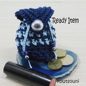 Pochette cadeau au crochet, produit fini petit portefeuille, pochette cadeau au crochet, porte-monnaie au crochet fait main, petit sac à dos au crochet.