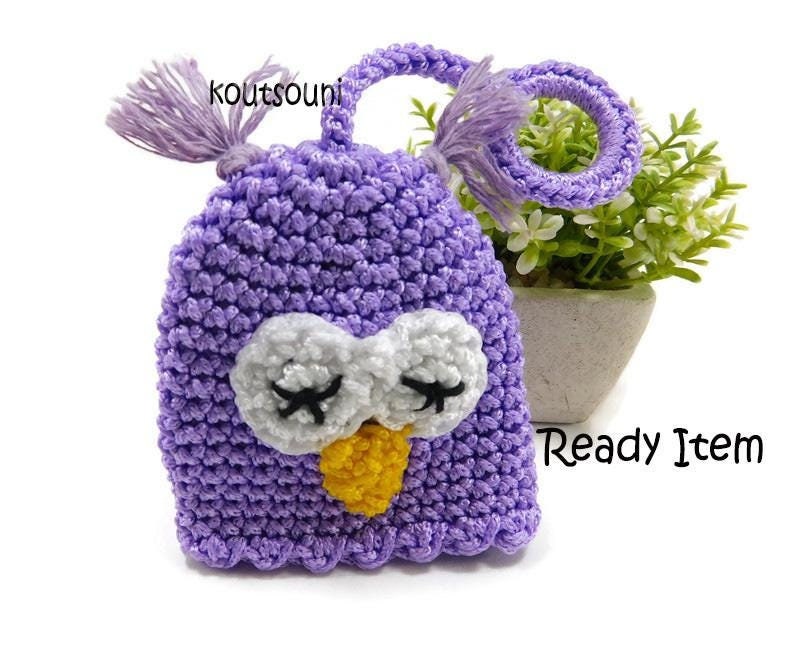 Crocheted Owl Keyring Pouch, Owl Key Cover Handmade Pouch, Handmade Keyring Gift, Key Cover Gift, Cr