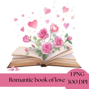 Romantisches Buch Clipart, Aquarell Ästhetik, Buchliebhaber PNG, Gemütliche Lesegrafik, Digitaler Download Kunst, Bücherwurm, Hochzeitsgrafik,