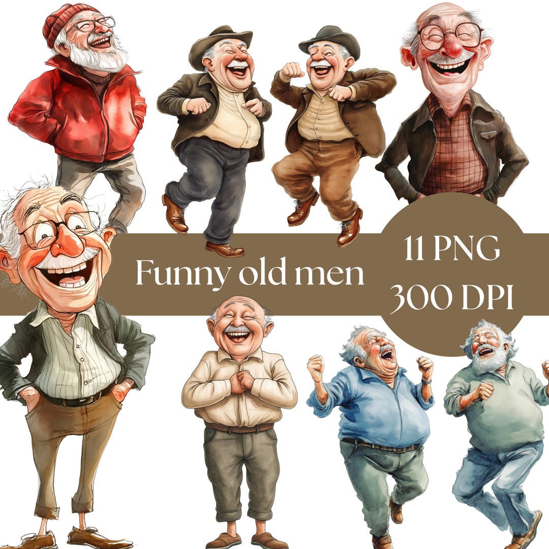 Funny Old Men Clip Art: Whimsical Grandpa PNG (digital Download) - Etsy
