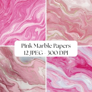 Pink Marble Digital Papers, Stylish Scrapbook Backgrounds, Instant Download, Seamless Patterns for DIY Projects, commercial use art