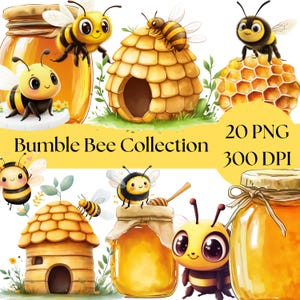 Cute Bee Clipart, Adorable Bumblebee PNG, Honey Clipart, Digital Download for Nursery Decor, Baby Shower Art, insect craft and scrapbooking