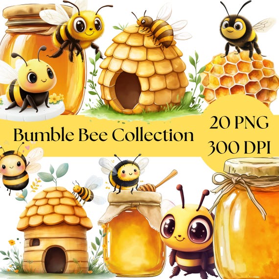 Bumble Honey Bee Clipart Cute Cartoon Baby Shower Png