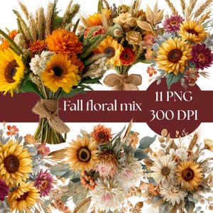 Boho Floral Clipart, Watercolor Flowers PNG, Bohemian Bouquets, Dried Flower Clipart, Wedding Floral Design, invitation commercial graphics