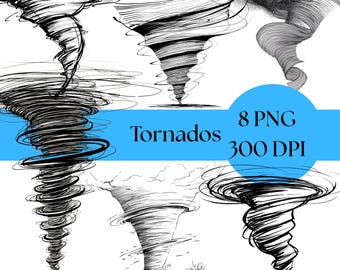 Tornado Clipart Bundle: Natural Disaster PNG Designs, Commercial Use