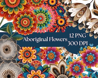 Aboriginal Flower Clipart, Aussie Flora Transparent PNGs, Native Flowers for Crafting, Floral Art Designs, Australian graphics commercial