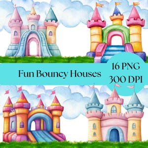 Bouncy House Clipart, Bouncy Castle Graphics, Birthday Party Decor, Digital Download for Kids Invitations, craft projects commercial use png