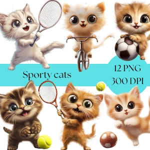 Cute Cat Clipart Bundle, High Quality Kitten Clipart, Digital Download PNG, Commercial Use, Printable Stickers, craft projects scrapbooking