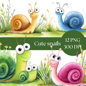 Clipart original d'escargot, PNG animal drôle, téléchargement numérique fantaisiste pour l'artisanat, la sublimation et l'usage commercial, projets d'école d'insecte mignon