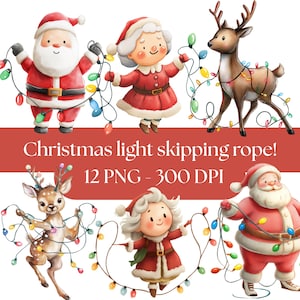 Christmas Clipart Bundle, festive clip art for crafts and  Scrapbooking, Digital Download Holiday Graphics, Father Christmas, reindeer PNG