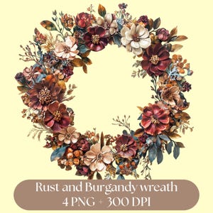 Rost Blumen Clipart, Aquarell Herbstblumen, Herbststräuße, Digital Download PNG, Rustikale Hochzeit Grafiken, Einladung Clipart, Werbung