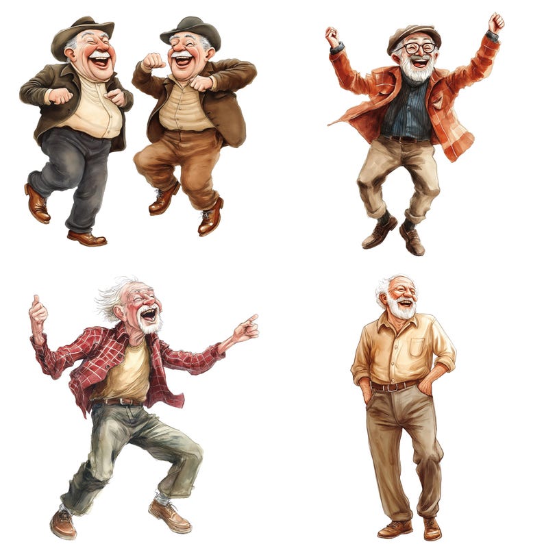Funny Old Men Clip Art: Whimsical Grandpa PNG (digital Download) - Etsy