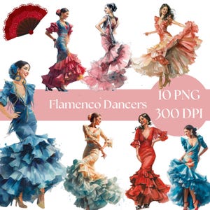 Flamenco Dancer clipart, Spanish dancer PNG, dancer clip art, digital download graphics for crafts and scrapbooking, junk journal