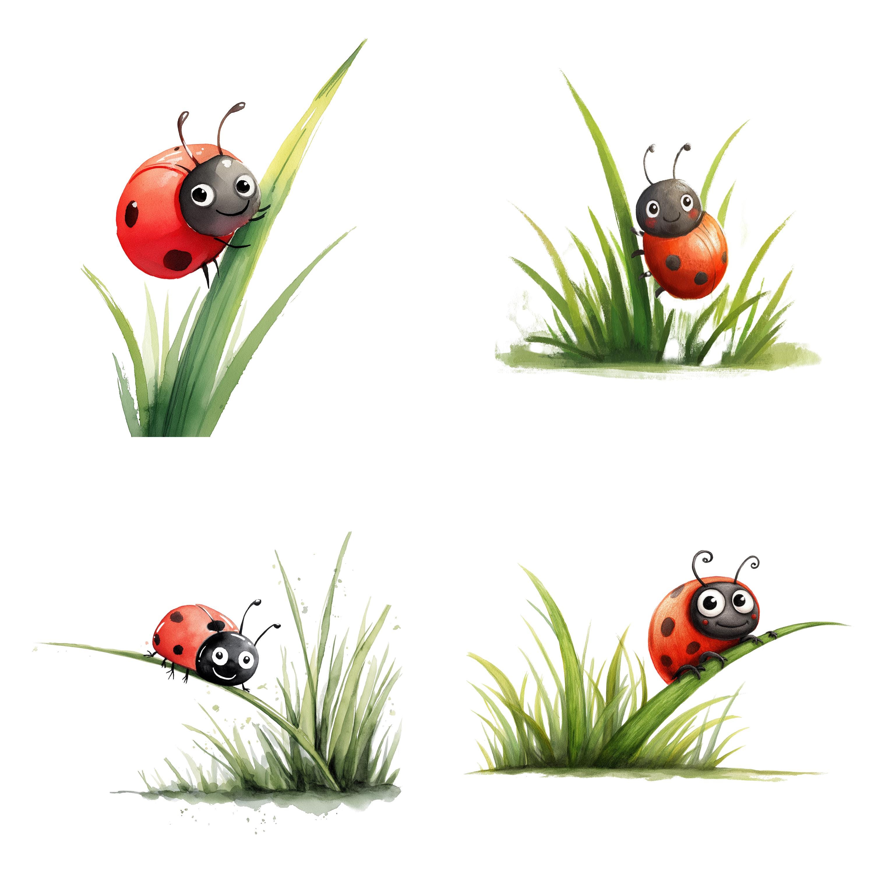 Ladybug Clipart Bundle, Cute Watercolor Ladybug PNG for Nursery Decor ...