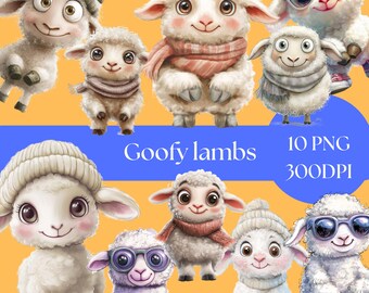 Cute Lamb Clip Art, Watercolor Sheep Illustrations, Digital Download for Nursery Decor, Baby Shower Crafts, Printable Art for Kids Craft