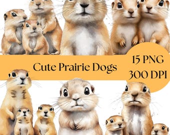 Clip Art chien de prairie, PNG animal mignon, Art aquarelle chien de prairie, graphiques d'animaux de zoo, téléchargement numérique, usage commercial png pour l'artisanat