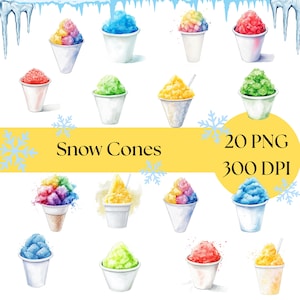 Shaved Ice Clipart, Colorful Snow Cone PNG, Sweet Summer Dessert Art, Digital Download, Commercial Use Printables, commercial use png