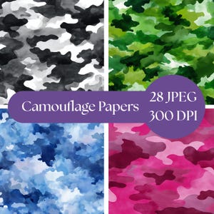Camouflage Background Digital Paper, Seamless Camo Patterns for Crafts, Military Design, Sublimation Use, army print, commercial use JPEG,