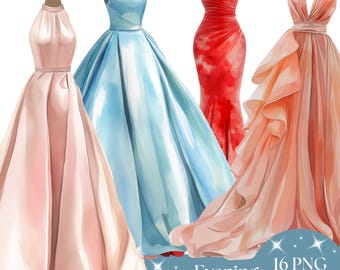 Evening Dress Clipart, Elegant Women PNG, Fashion Clipart, Custom
