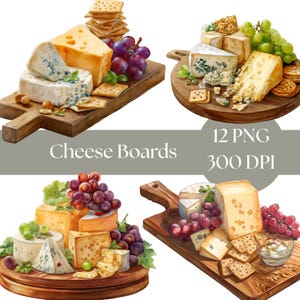 Tabla de quesos, ilustración de quesos en acuarela imprimible, archivos JPG de alta calidad, descarga digital para manualidades y revistas, ilustración de alimentos