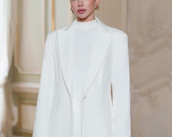 Two-Piece Suit – Blazer & Wide-Leg Pants, Formal Ladies Set, Classic Business Suit, Wedding Outfit