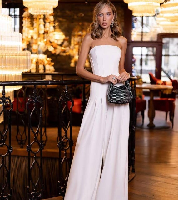 White Jumpsuit, Wedding Guest Suit, Women Jumpsuit, Wedding Guest Dress