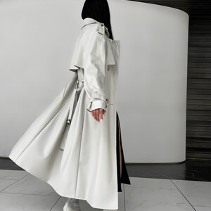 Gabardina de ante color chocolate: prenda elegante y versátil con forro de jacquard, gabardina de primavera, gabardina larga para mujer, abrigo de otoño imagen 15
