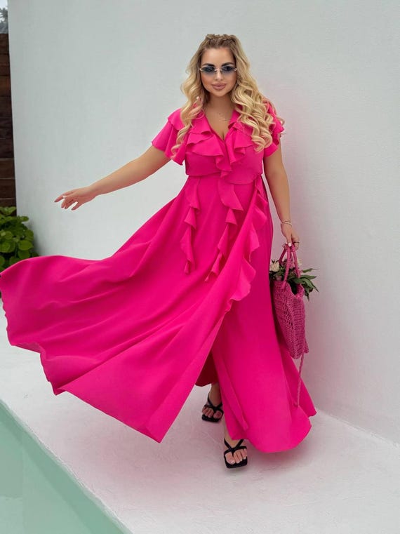 Elegant Long Wrap Dress, Plus Size Bridal and Wedding Dress - Etsy Elegant Long Wrap Dress, Plus Size Bridal and Wedding Dress - Etsy