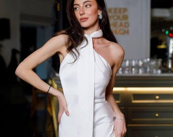 White Slip Dress, Off-Shoulder Satin Dress, Long Silk Slip Dress,  Maxi Cocktail Party Dress