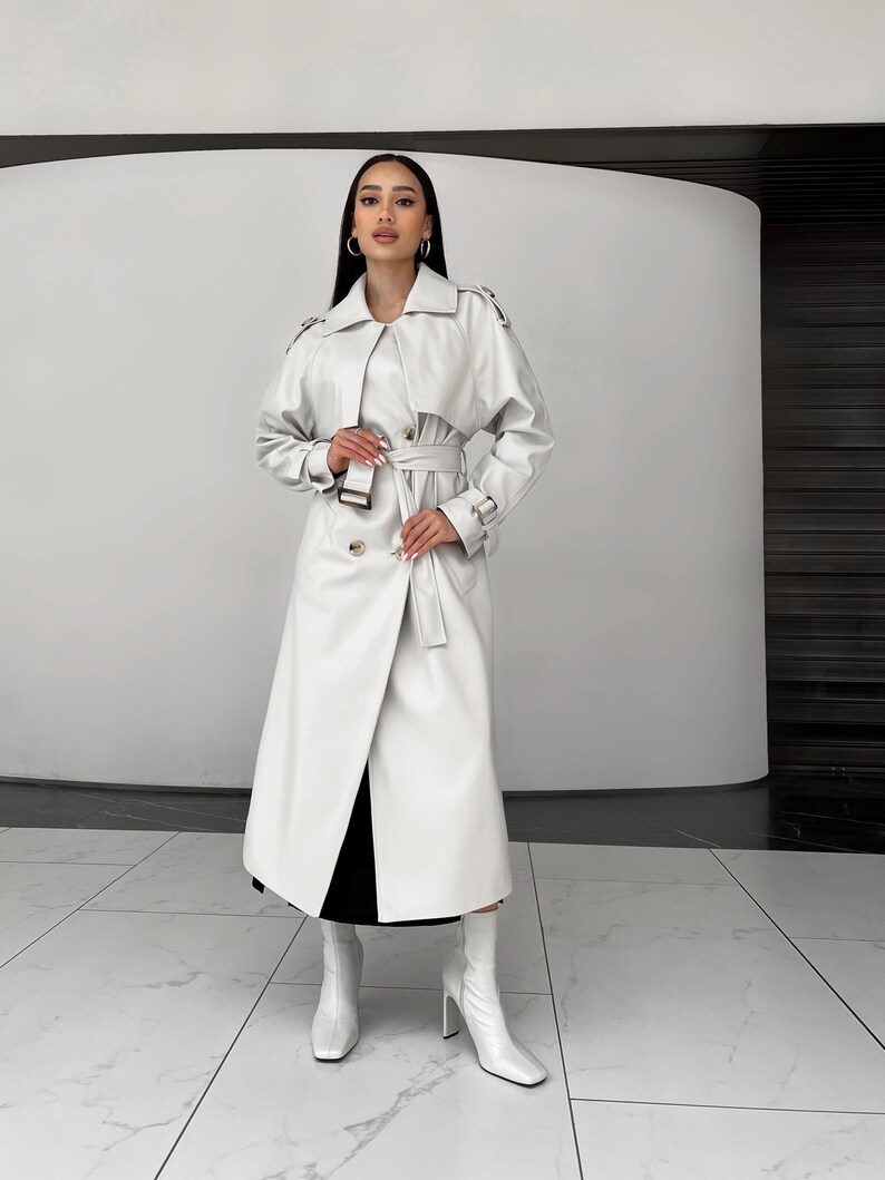 Gabardina de ante color chocolate: prenda elegante y versátil con forro de jacquard, gabardina de primavera, gabardina larga para mujer, abrigo de otoño imagen 12
