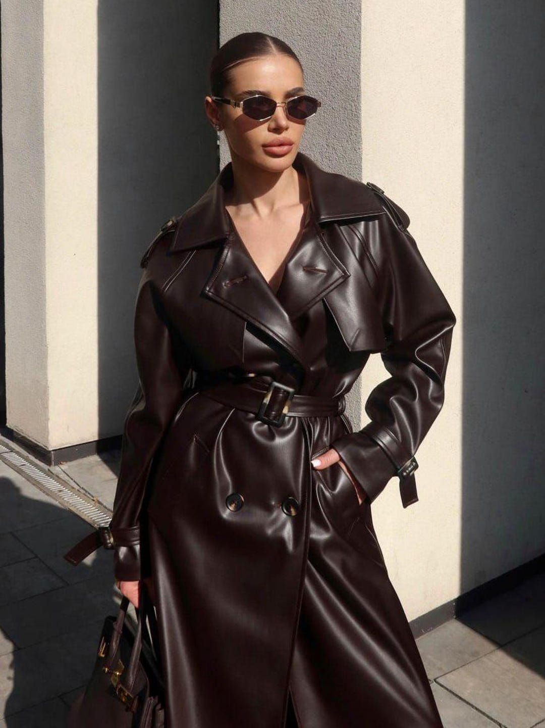 Chocolate Suede Trench Coat – Elegant & Versatile Outerwear With