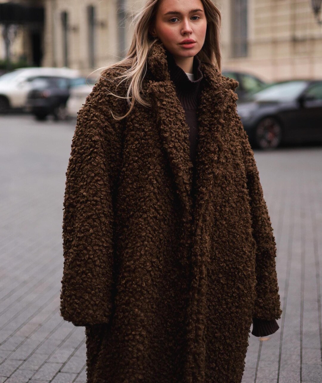 Maxi Faux Fur Coat With Satin Lining, Oversize Wrap Teddy Coat