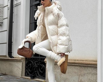 puffer jacket smart casual ladies jackets Puffer Jacket For Smart White Jacket Ladies Puffer Jacket White Casual Coats,  Jackets Vests For Women
