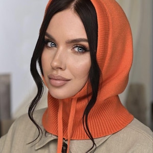 Knitted Hood, Cashmere Wool Cotton Hooded Snood