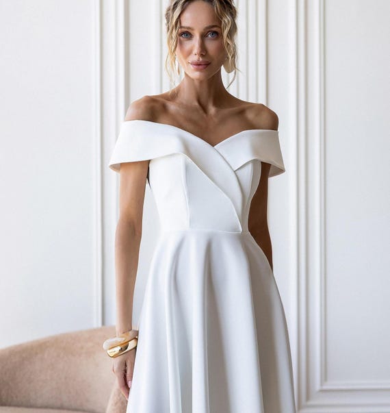midi white party dress for women Floral Bardot Midi Dress White