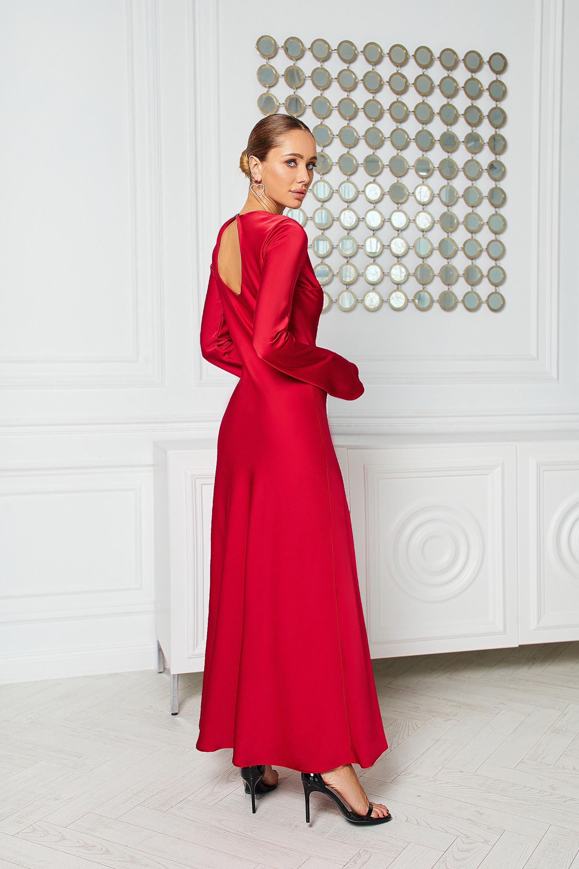 red elegant dress with sleeves Long Sleeves Sweetheart Sheath Red Wedding Guest Dress with Split