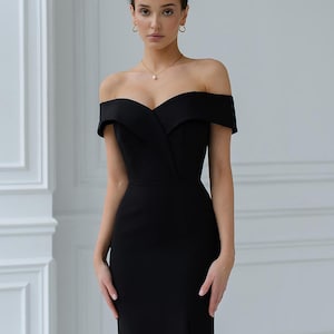 black off the shoulder dresses Off-the-Shoulder Long Beaded Prom Dress with Fringe Black / 6