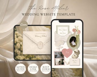 Hochzeitswebsite-Vorlage von Canva | Moderne digitale Einladung mit Antwortmöglichkeit | Sofort-Download