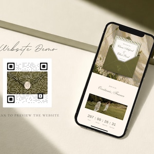 Olive Green Wedding Website Template Canva | Digital Wedding Invitation with RSVP | Instant Download image 10