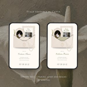 Plantilla web Pearl & Ivory para anunciar la fecha de la boda / Invitación de boda digital con confirmación de asistencia / Descarga instantánea imagen 3