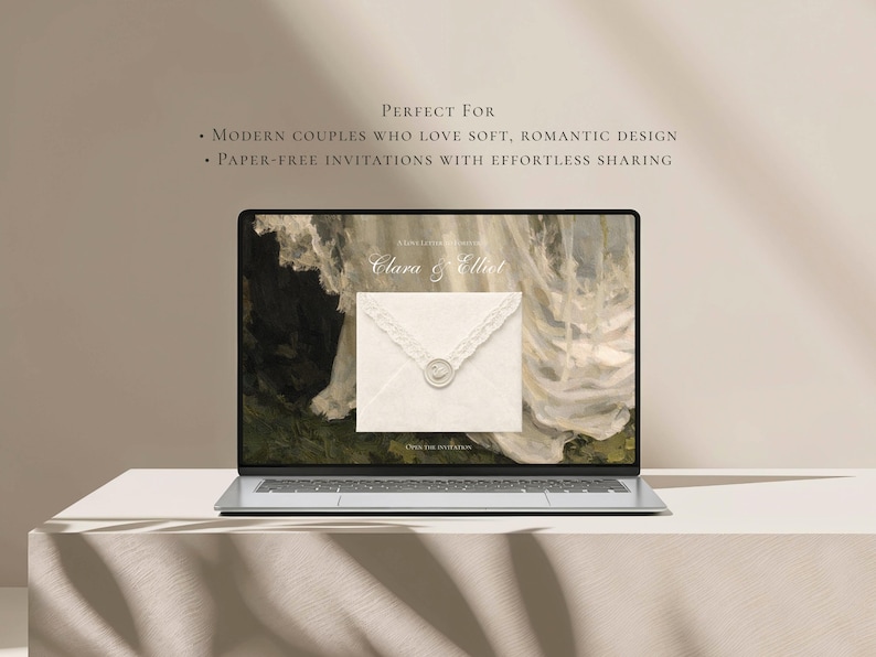 Plantilla de sitio web de boda romántica de lujo en Canva / Sitio web editable para anunciar la fecha de la boda / Invitación digital con confirmación de asistencia imagen 9